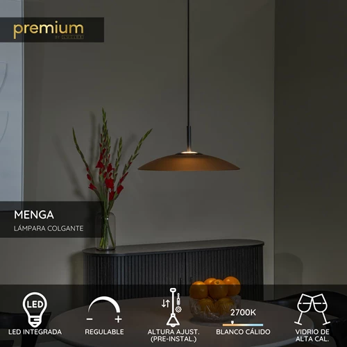 Lucide MENGA - Lámpara colgante - Ø 40 cm - LED Regul. - 1x11W 2700K - Ámbar | Premium - USP